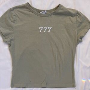 Y2K Rue21 777 angel number green cropped tee